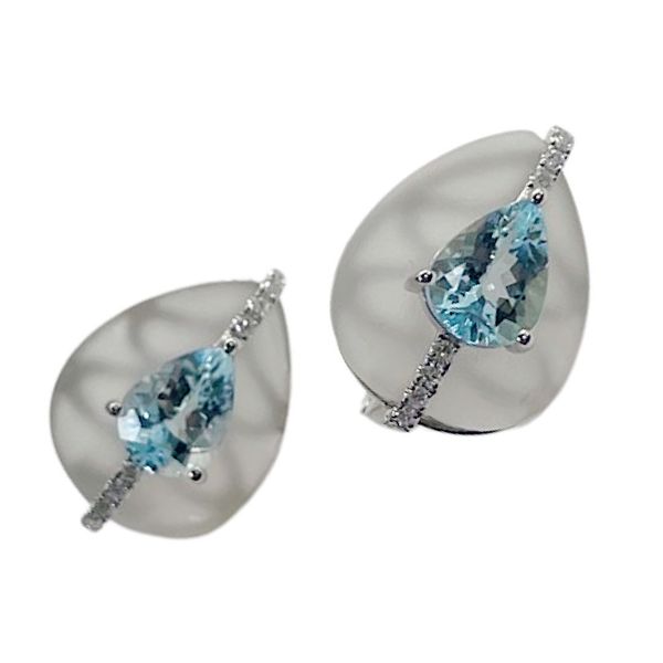 Aqua and Rock Crystal Earrings Joint Venture Jewelry Cary, NC