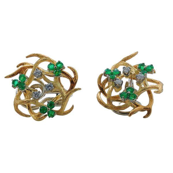 Emearld and Diamond Branch Earrings Joint Venture Jewelry Cary, NC