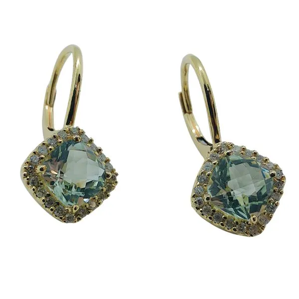 Green Amethyst and Diamond Earrings Image 2 Joint Venture Jewelry Cary, NC