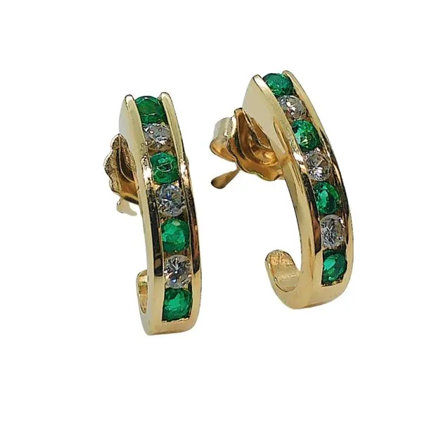 Emerald and Diamond Earrings Image 2 Joint Venture Jewelry Cary, NC