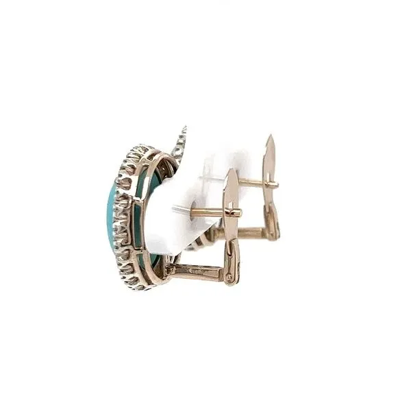 Persian Turquoise and Diamond Stud Earrings Image 3 Joint Venture Jewelry Cary, NC