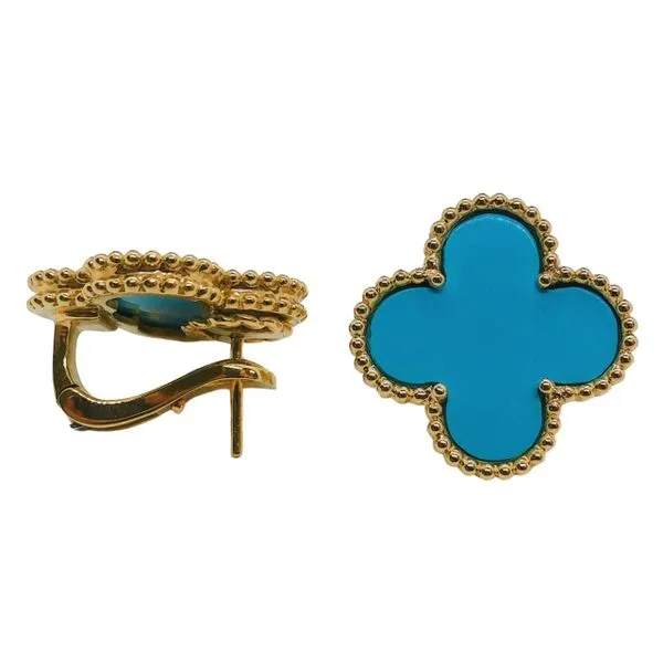 Turquoise Clover Earrings Image 2 Joint Venture Jewelry Cary, NC