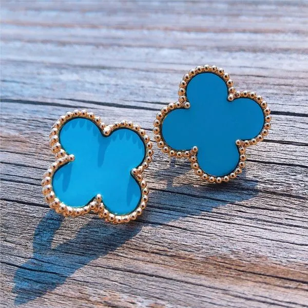 Turquoise Clover Earrings Image 3 Joint Venture Jewelry Cary, NC