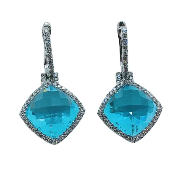 Sky Blue Topaz and Diamond Earrings Joint Venture Jewelry Cary, NC