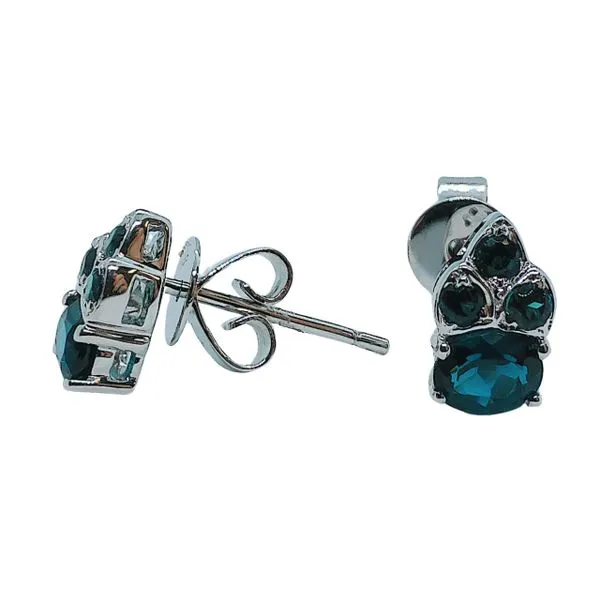 Sapphire Cluster Stud Earrings Image 2 Joint Venture Jewelry Cary, NC