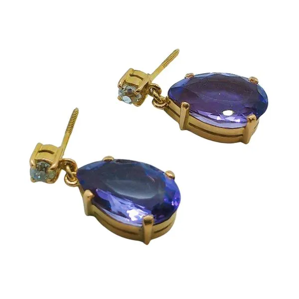 Vintage Amethyst and Diamond Drop Earrings Image 2 Joint Venture Jewelry Cary, NC