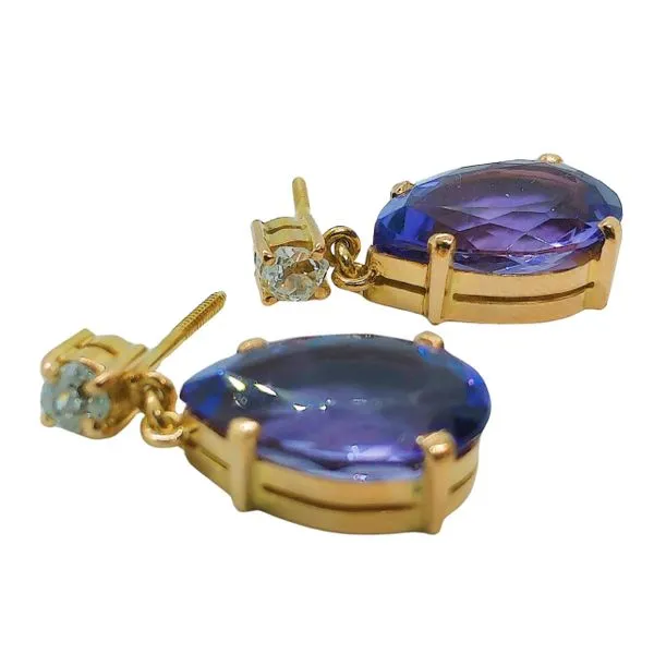 Vintage Amethyst and Diamond Drop Earrings Image 3 Joint Venture Jewelry Cary, NC