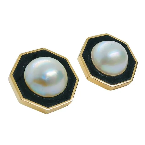 Pearl and Onyx Octagon Studds Image 2 Joint Venture Jewelry Cary, NC