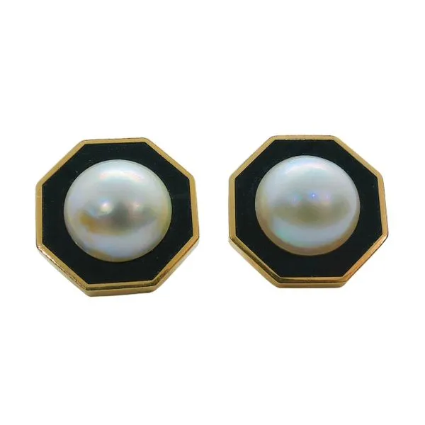 Pearl and Onyx Octagon Studds Joint Venture Jewelry Cary, NC