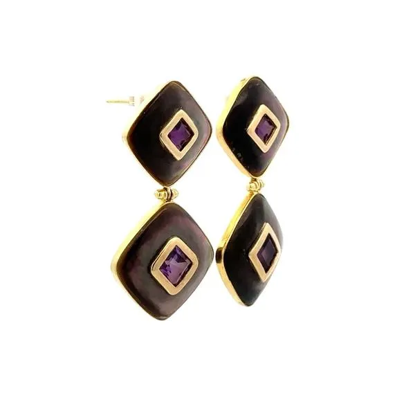 Black Mother of Pearl and Amethyst Earrings Image 2 Joint Venture Jewelry Cary, NC