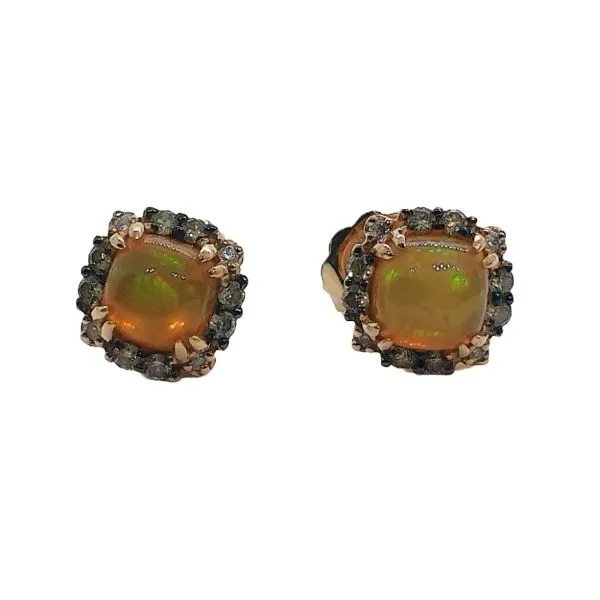 Le Vian 14K Rose Gold Opal & Brown Diamond Halo Stud Earrings Joint Venture Jewelry Cary, NC
