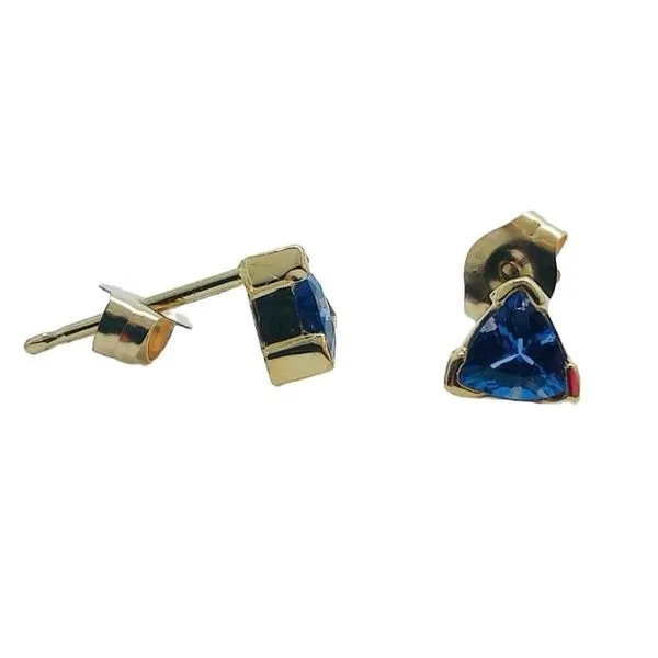 14K Yellow Gold 0.40 CTW Trillion Tanzanite Stud Earrings Image 2 Joint Venture Jewelry Cary, NC