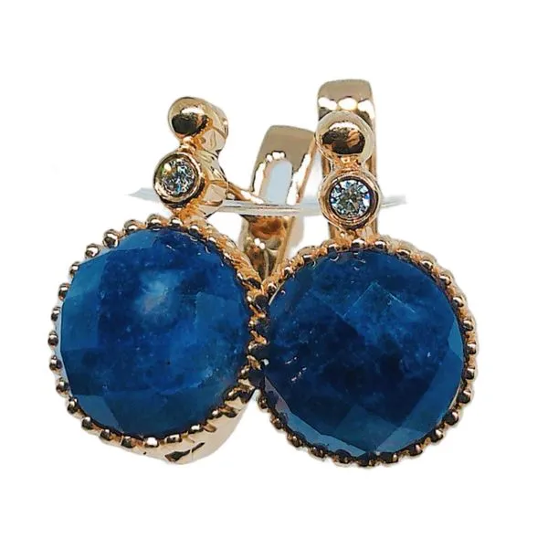 14K Rose Gold Checkerboard Lapis & Diamond Beaded Earrings Joint Venture Jewelry Cary, NC