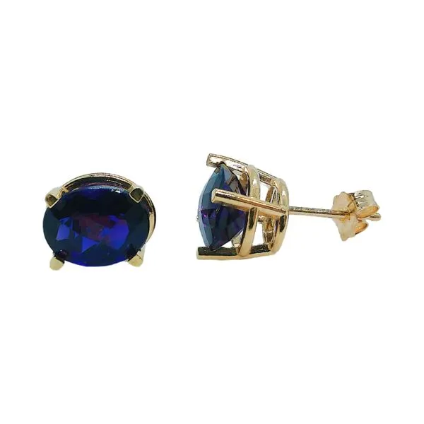 Yellow Gold 3.14 CTW Oval Amethyst Stud Earrings Image 2 Joint Venture Jewelry Cary, NC