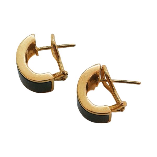 18K Yellow Gold Black Coral & Diamond Estate Earrings Image 3 Joint Venture Jewelry Cary, NC