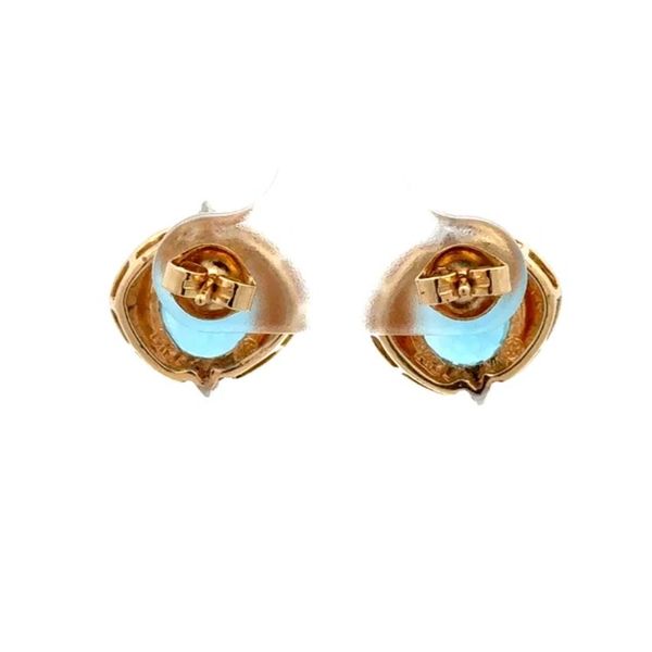 14K Yellow Gold 7.00 CTW Sky Blue Topaz & Diamond Estate Stud Earrings Image 2 Joint Venture Jewelry Cary, NC