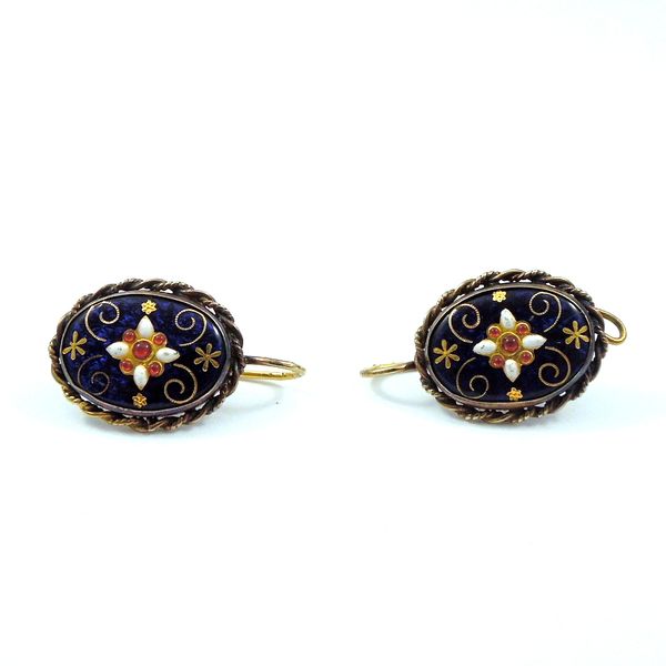 Vintage Victorian Enamel Earrings Image 2 Joint Venture Jewelry Cary, NC