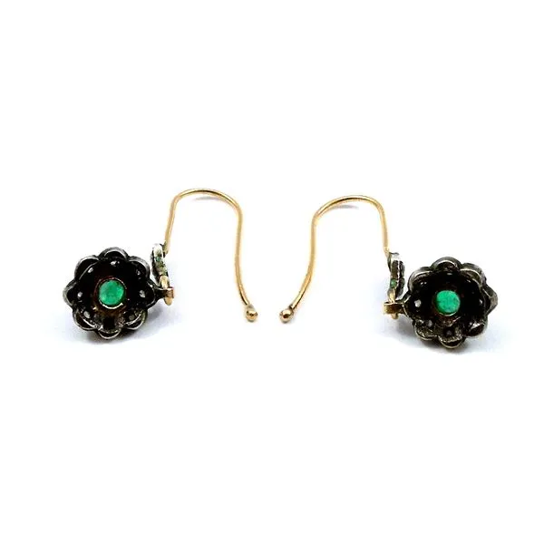 Vintage Cabochon Emerald and Rose Cut Diamond Earrings Image 2 Joint Venture Jewelry Cary, NC