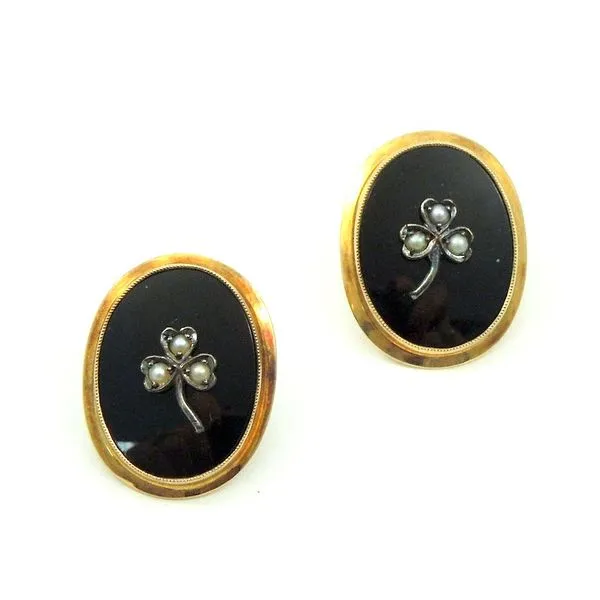 Vintage Onyx and Seed Pearl Earrings Joint Venture Jewelry Cary, NC