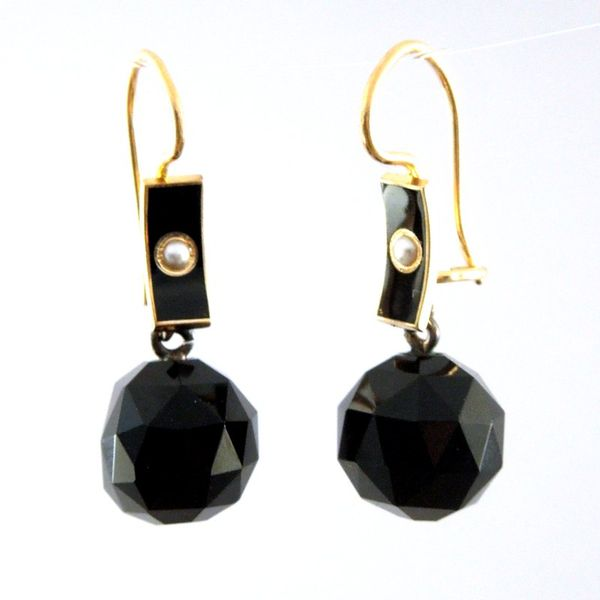 Vintage Onyx and Seed Pearl Earrings Joint Venture Jewelry Cary, NC