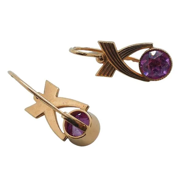 Vintage USSR Pink Stone Earrings Image 2 Joint Venture Jewelry Cary, NC