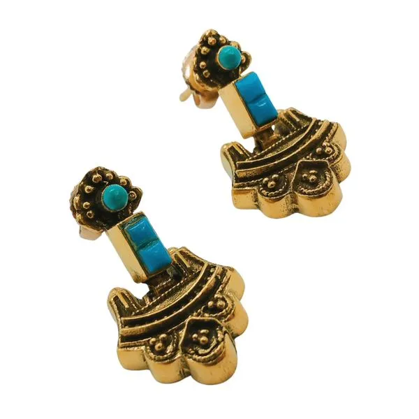 Victorian Turquoise Earrings Image 2 Joint Venture Jewelry Cary, NC
