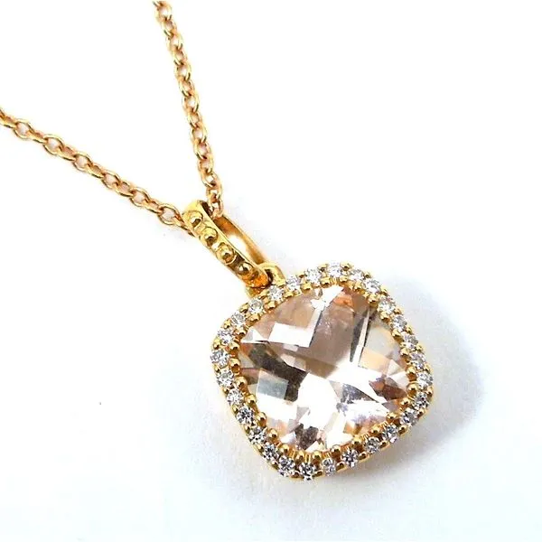 Morganite & Diamond Halo Style Pendant Joint Venture Jewelry Cary, NC