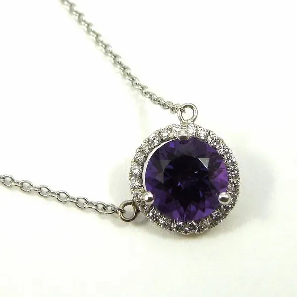 Deep Purple Amethyst & Diamond Halo Style Pendant Joint Venture Jewelry Cary, NC