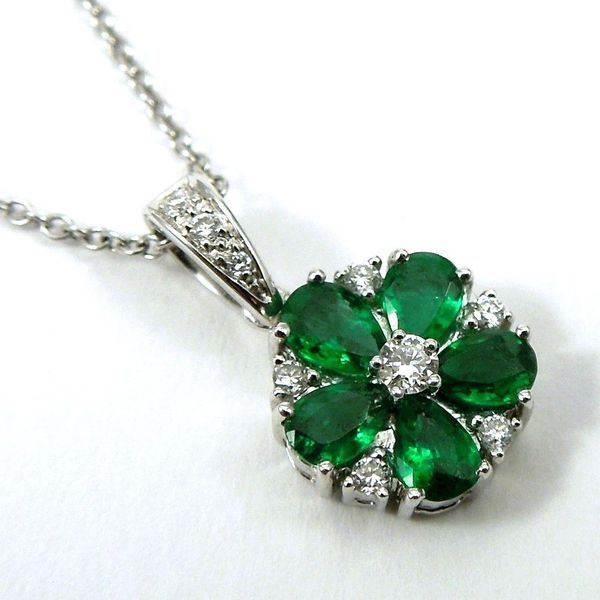 Emerald & Diamond Flower Pendant Joint Venture Jewelry Cary, NC