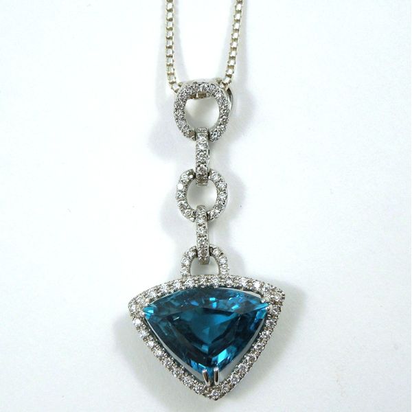 Blue Zircon & Diamond Necklace Joint Venture Jewelry Cary, NC
