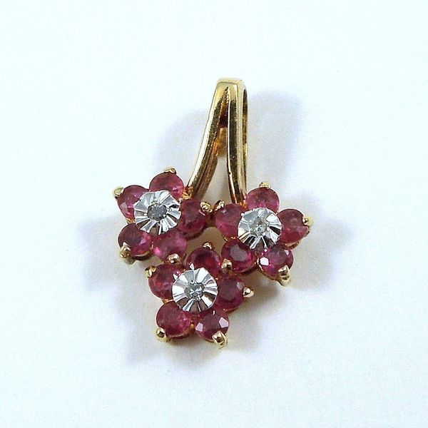 Ruby & Diamond Flower Pendant Joint Venture Jewelry Cary, NC