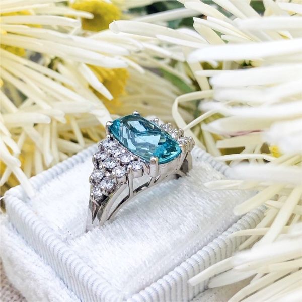Aquamarine and Diamond Ring Image 3 Joint Venture Jewelry Cary, NC