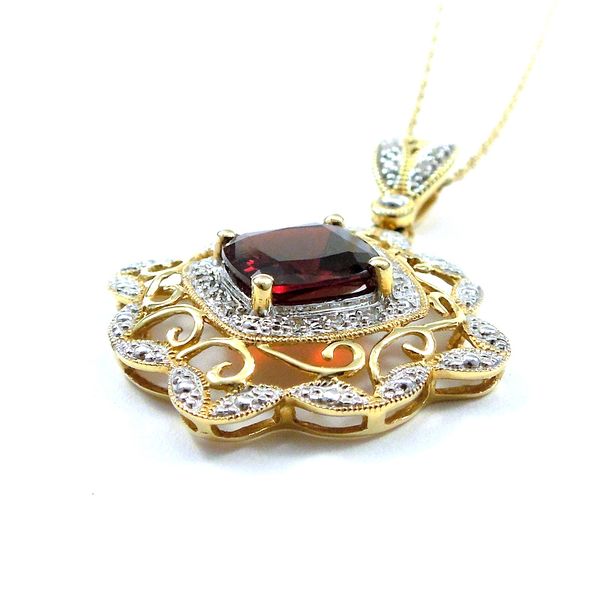 Vintage Inspired Garnet Pendant Image 2 Joint Venture Jewelry Cary, NC