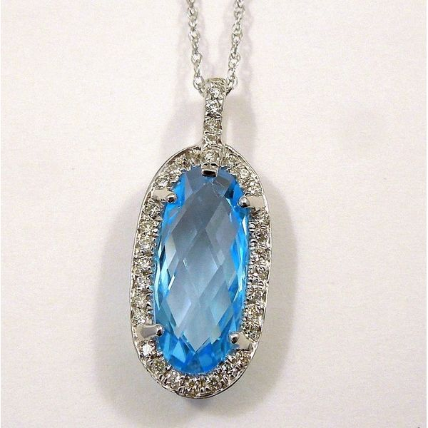 Blue Topaz and Diamond Necklace Joint Venture Jewelry Cary, NC