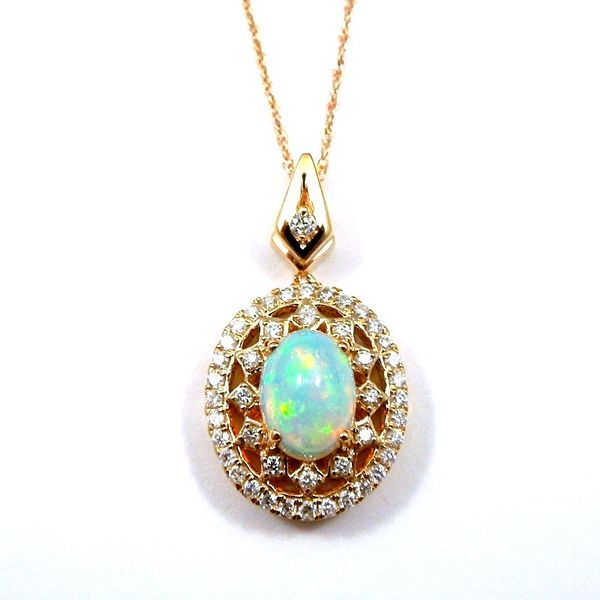 Opal and Diamond Halo Pendant Joint Venture Jewelry Cary, NC