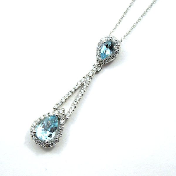Aqua and Diamond Drop Necklace Joint Venture Jewelry Cary, NC