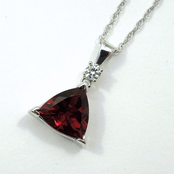 Trillion Cut Garnet and Diamond Necklace Joint Venture Jewelry Cary, NC