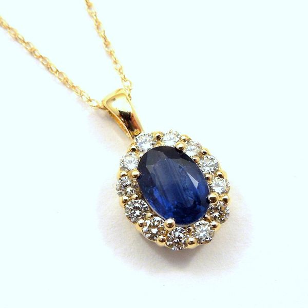 Sapphire and Diamond Halo Necklace Joint Venture Jewelry Cary, NC