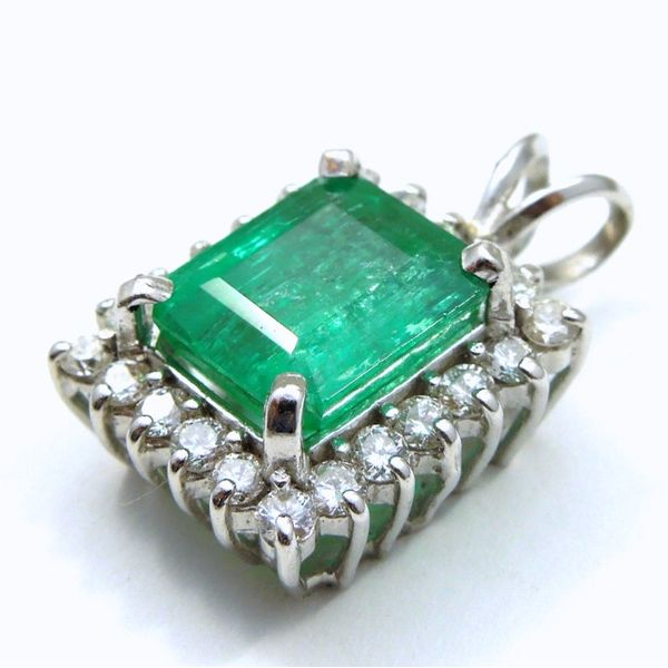 Emerald and Diamond Pendant Image 2 Joint Venture Jewelry Cary, NC