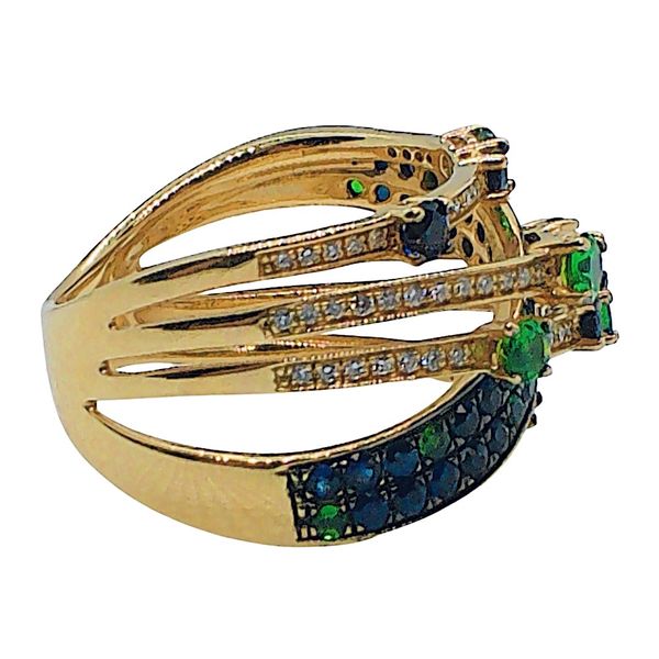 Sapphire, Green Garnet and Diamond Ring Image 2 Joint Venture Jewelry Cary, NC