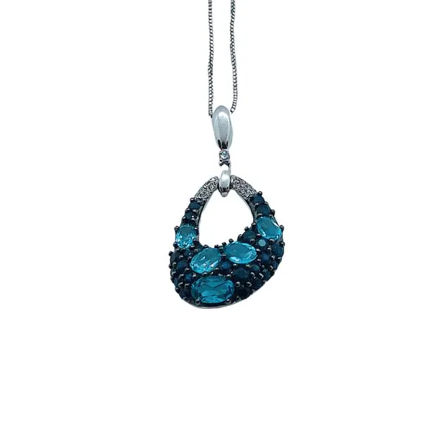 Sapphire, Blue Topaz and Diamond Necklace and Earring Set Image 3 Joint Venture Jewelry Cary, NC