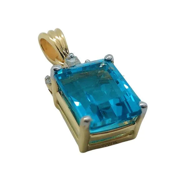 Blue Topaz and Diamond Pendant Image 2 Joint Venture Jewelry Cary, NC