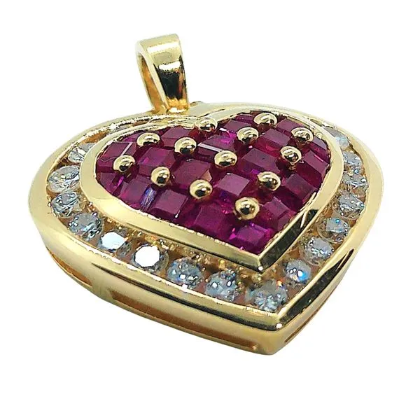 Ruby and Diamond Heart Pendant Image 2 Joint Venture Jewelry Cary, NC