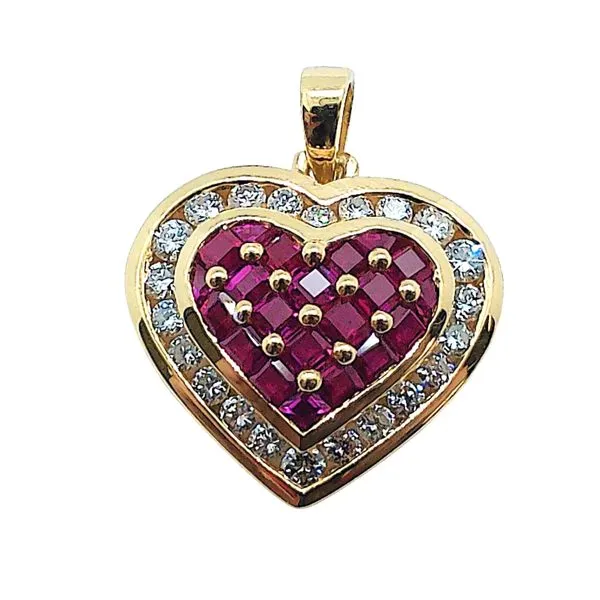 Ruby and Diamond Heart Pendant Joint Venture Jewelry Cary, NC