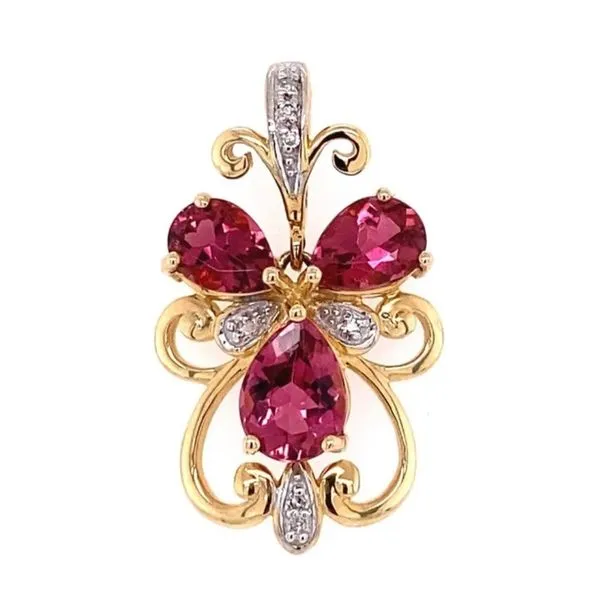 Rubellite and Diamond Flower Pendant Joint Venture Jewelry Cary, NC