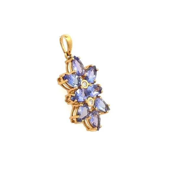 Tanzanite and Diamond Flower Pendant Image 2 Joint Venture Jewelry Cary, NC