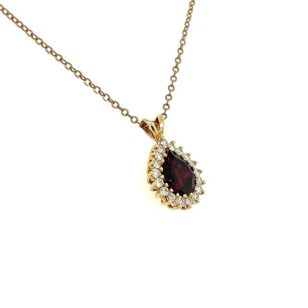 Garnet and Diamond Pndant with Chain Image 2 Joint Venture Jewelry Cary, NC