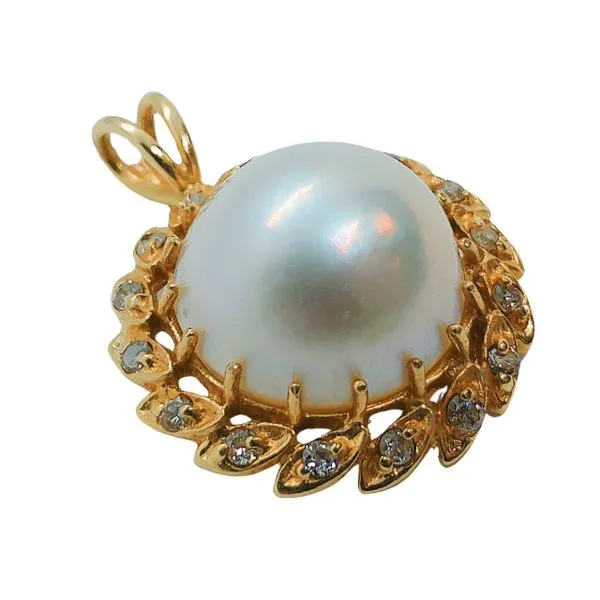 Mabe Pearl and Diamond Halo Pendant Image 2 Joint Venture Jewelry Cary, NC
