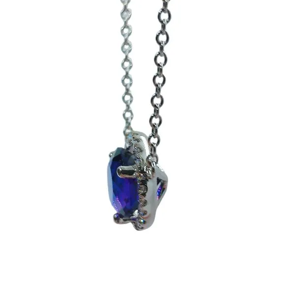 18k White Gold Amethyst & Diamond Halo Pendant Necklace Image 3 Joint Venture Jewelry Cary, NC