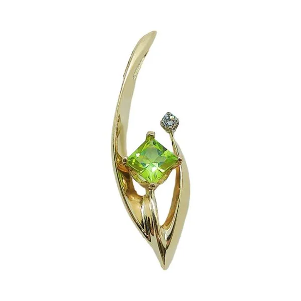 14K Yellow Gold 0.81 CT Peridot & Diamond Fashion Pendant Joint Venture Jewelry Cary, NC